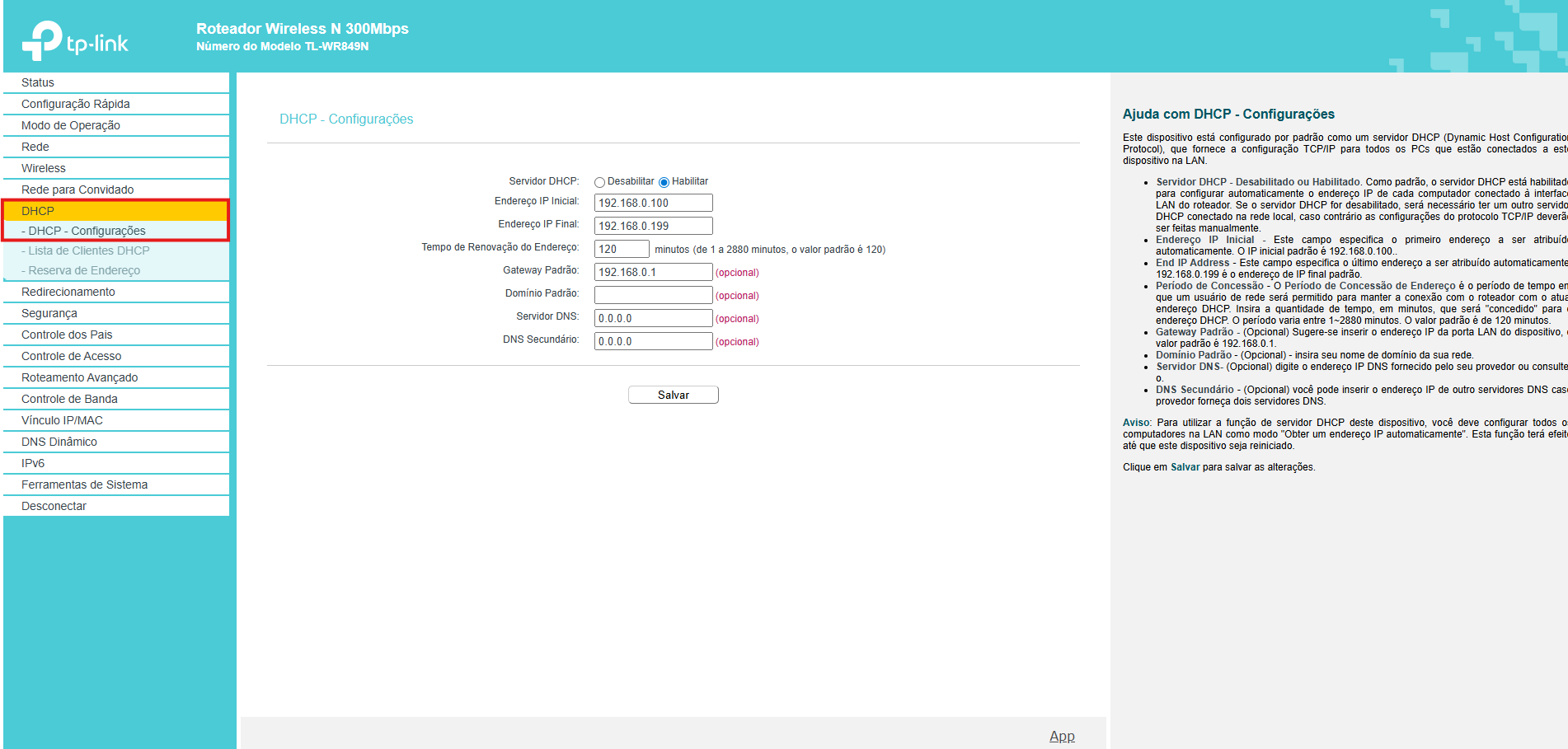 TP-Link Configurações