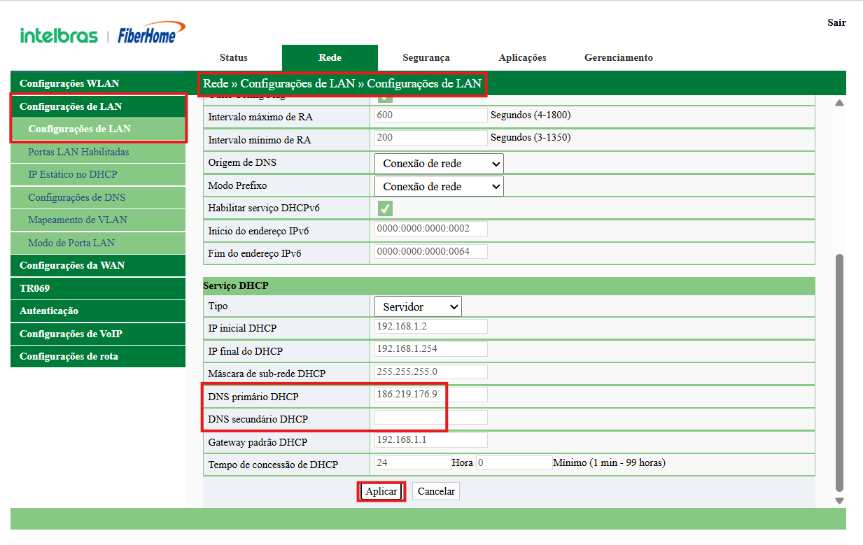 Salvar configurações